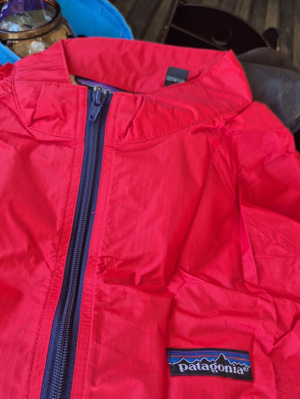 Patagonia Adult L - Red Lightweight Rain Jacket with Navy Zip with Matching Pant